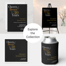 Retirement Party 30 Years Cheers Beers Black Gold