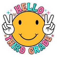 Groovy Smiley Face Hello Third Grade Back To Schoo