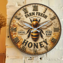 Rustic Bee & Honey Wall Clocks | Beekeeper