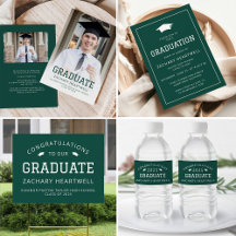 Classic Sporty Green White Typography Graduation
