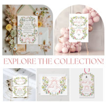 Baby in Bloom Pink Bow Floral Girl Baby Shower