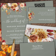 Fall Foliage Autumn Colors on Sage Green Wedding