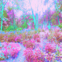 Impressionistic Pink and Turquoise Abstract Garden