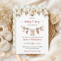 Christmas Cream Gold Clothesline Boy Baby Shower
