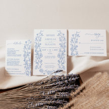 Elegant French Dusty Blue Floral Wedding Suite