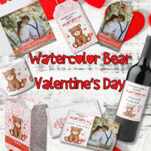 Watercolor Bear Valentine's Day