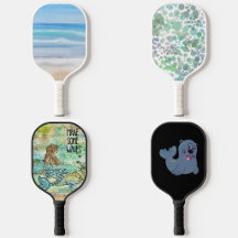 Pickleball Paddles With Beach Themed Designs 