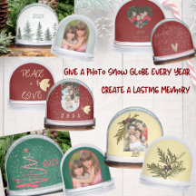 Christmas Yearly Photo Dated Memory Snow Globes 