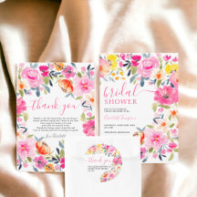 Bohemian bold floral watercolor bridal shower