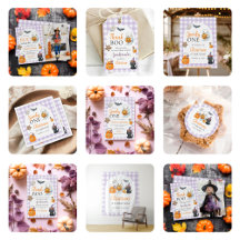 Cute Ghost Gingham Halloween Birthday