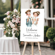 Watercolor Funny Quirky Wedding Welcome Sign 187W