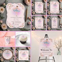 Floral Twirling Ballerina Watercolor Baby Shower