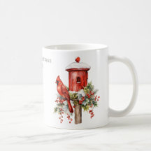 Beautiful Cardinal Personalized Christmas Mugs
