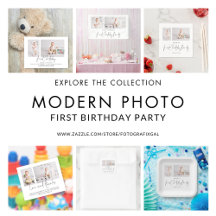 Minimalist 2 photo First Birthday Party