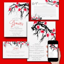 WEDDING   Crimson Pink Cherry Blossoms