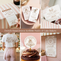 French Hand Drawn Scribble Pastry & Cake Bakery