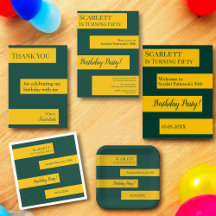 Modern Simple Green And Gold Elegant Birthday