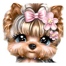 Cute Yorkie with a Pink Bow