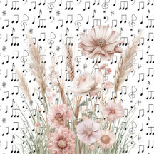 Vintage Sheet Music with Pink Wildflowers