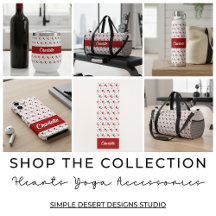 Red Black Retro Hearts Pattern Yoga Accessories