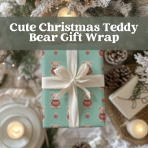 Cute Christmas Teddy Bear Gift Wrap