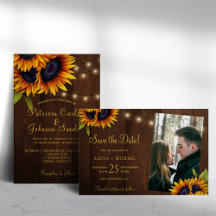 Sunflower rustic brown barn wood wedding suite