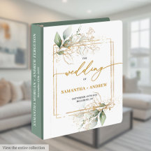 Watercolor Eucalyptus Gold Wedding Binders #197W