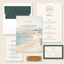 Vintage Sunset Retro Coastline Deco Wedding Suite
