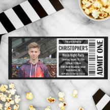 Movie Night Party Invitations Movie Theme Birthday
