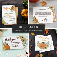 Orange Little Pumpkin Sunflowers Baby Shower