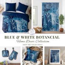 Blue & White Cyanotype Botanical Home Decor