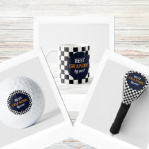 Best Grandpa Golfing Gifts Black and White Check