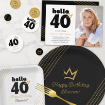 "Hello 40" Black with Gold Crown