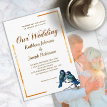 Modern Elegant Wedding Blue Birds on a Branch