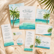 Tropical Beach and Palm Trees Wedding Collection