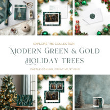 Modern Holiday Green & Gold Trees Pattern 