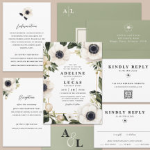 White Anemone Floral | Wedding Invitation Suite