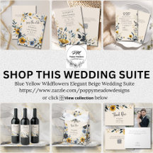 Blue Yellow Wildflower Elegant Beige Wedding Suite