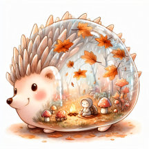 Whimsical Hedgehog Forest Illustration
