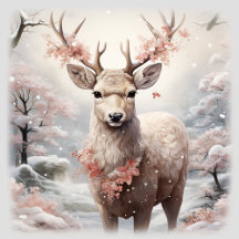 Christmas Reindeer In The Forest
