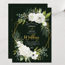 MODERN GOLD ELEGANT FLORAL VELVET BLACK WEDDING 