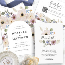 Modern Boho Botanical Floral Wedding Invitations