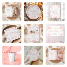 Pink Bow Ribbon Girl Birthday