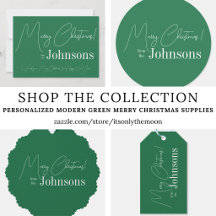 Personalized Green Modern Merry Christmas Holiday