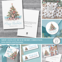 Tropical Shell Tree Beach Merry Christmas