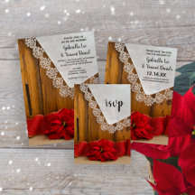 Rustic Poinsettia Ribbon Winter Wedding