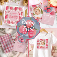 Strawberry Berry First Birthday Party Collection