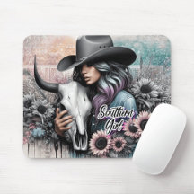 Cute Western Cowgirl Mouse Pads