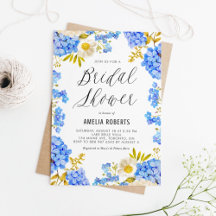 Blue and White Watercolor Hydrangea