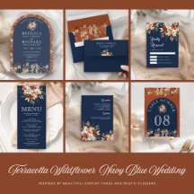 Terracotta Wildflower Navy Blue Wedding